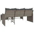 Canapé de jardin avec table et coussins en forme de L gris