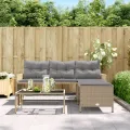 Canapé de jardin table et coussins en forme de L mélange beige