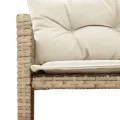 Canapé de jardin avec table et coussins en forme de L beige