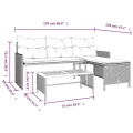 Canapé de jardin avec table et coussins en forme de L beige
