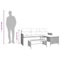 Canapé de jardin avec table et coussins en forme de L noir