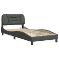 Cadre de lit avec lumières LED gris foncé 90x200 cm tissu