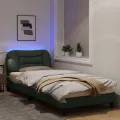Cadre de lit avec lumières LED gris foncé 90x200 cm tissu
