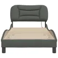 Cadre de lit avec lumières LED gris foncé 90x200 cm tissu