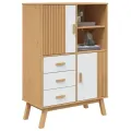 Buffet haut OLDEN blanc marron 85x43x125 cm bois massif de pin