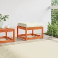 Repose-pied de jardin avec coussins bois massif de pin