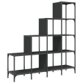 Bibliothèque noir 122x30x132 cm bois d'ingénierie et métal