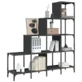 Bibliothèque noir 122x30x132 cm bois d'ingénierie et métal