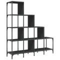 Bibliothèque noir 122x30x132 cm bois d'ingénierie et métal
