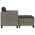 Canapé de jardin 2 places avec tabourets gris clair poly rotin
