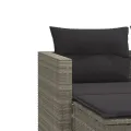 Canapé de jardin 2 places avec tabourets gris clair poly rotin