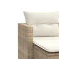 Canapé de jardin 2 places avec tabourets beige résine tressée