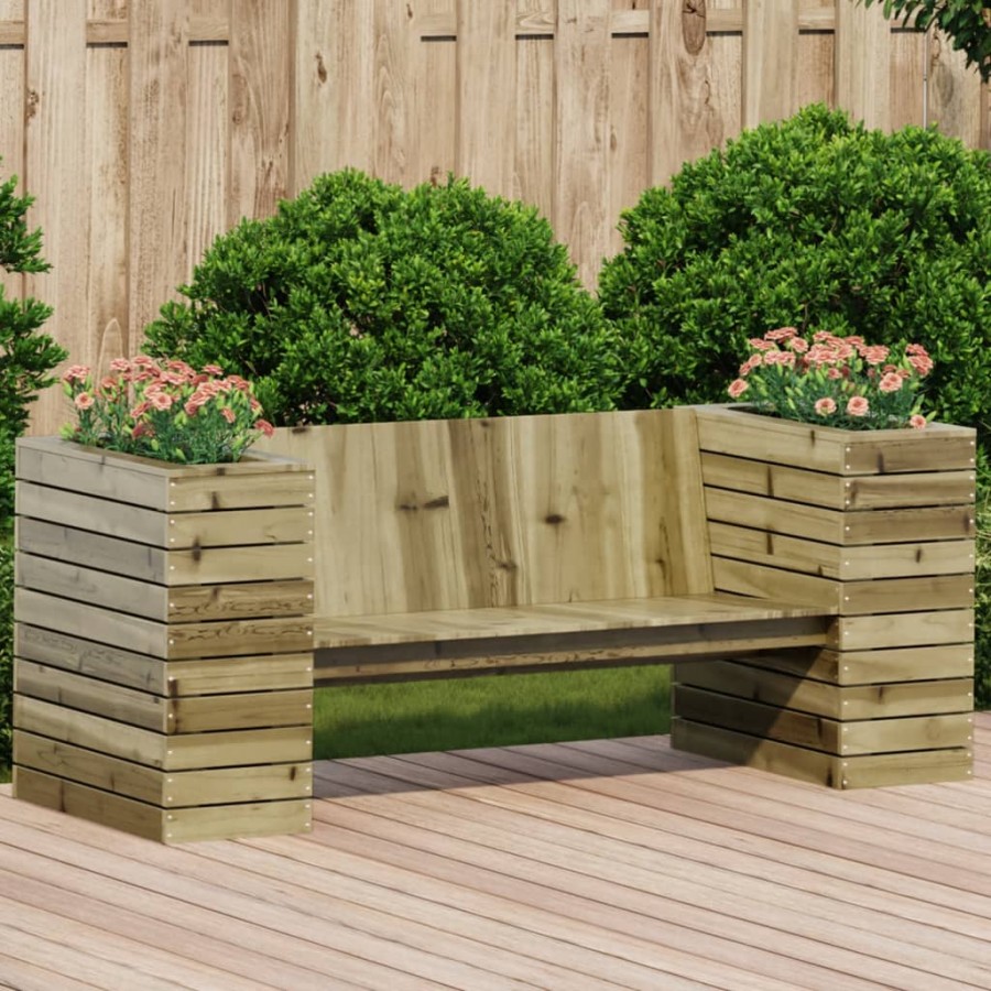 Banc avec jardinières 167,5x60x65 cm bois de pin imprégné