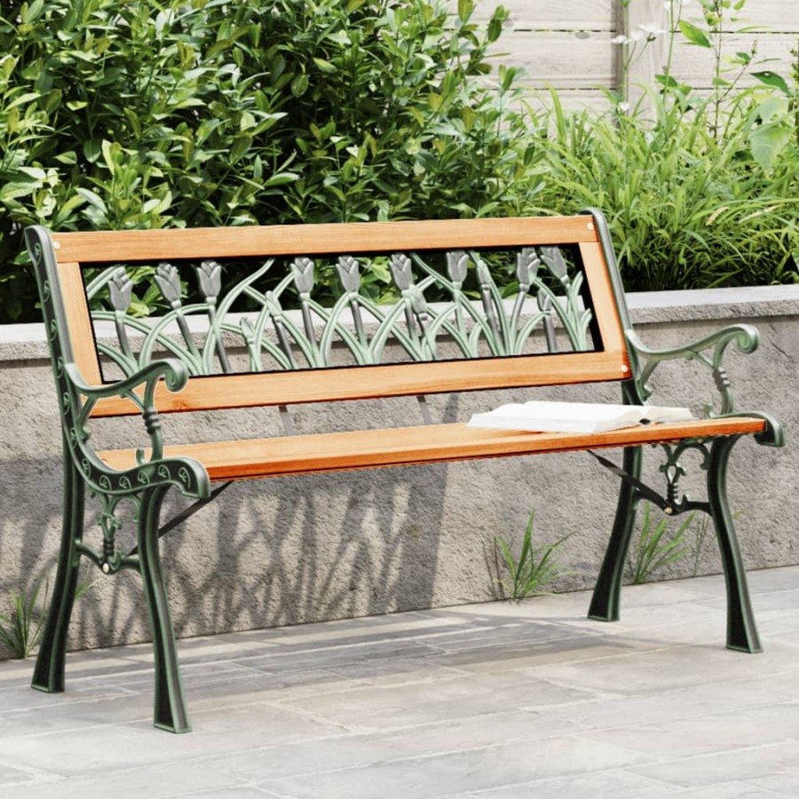 Banc de jardin 116 cm bois de sapin massif et acier