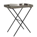 Table à plateau pliable gris 65x40x75 cm résine tressée