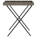 Table à plateau pliable gris 65x40x75 cm résine tressée