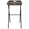 Table à plateau pliable gris 65x40x75 cm résine tressée