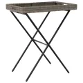 Table à plateau pliable gris 65x40x75 cm résine tressée