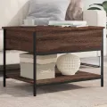 Table basse chêne marron 70x50x50 cm bois d'ingénierie et métal