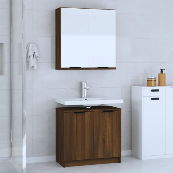 Ensemble d'armoires de salle de bain 2 pcs chêne marron