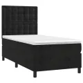 cadre de lit matelas et LED Noir 90x200 cm Velours