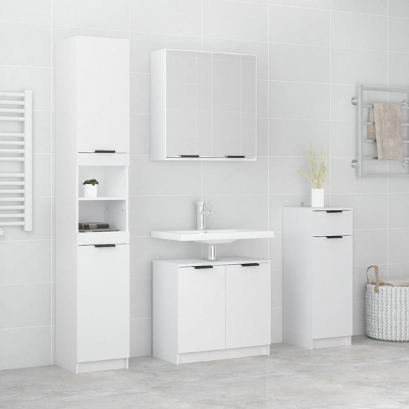 Meubles de salle de bain 4 pcs Blanc Bois d'ingénierie