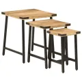 Tables basses gigognes 3 pcs bois massif de manguier et fer