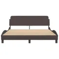 Cadre de lit avec tête de lit Marron foncé 160x200 cm Tissu