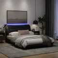 Cadre de lit avec lumières LED noir 120x200 cm tissu