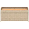 Banc de rangement mélange beige résine tressée et bois d'acacia