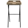 Table à plateau pliable beige 65x40x75 cm résine tressée