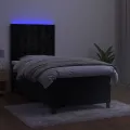 cadre de lit matelas et LED Noir 90x190 cm Velours