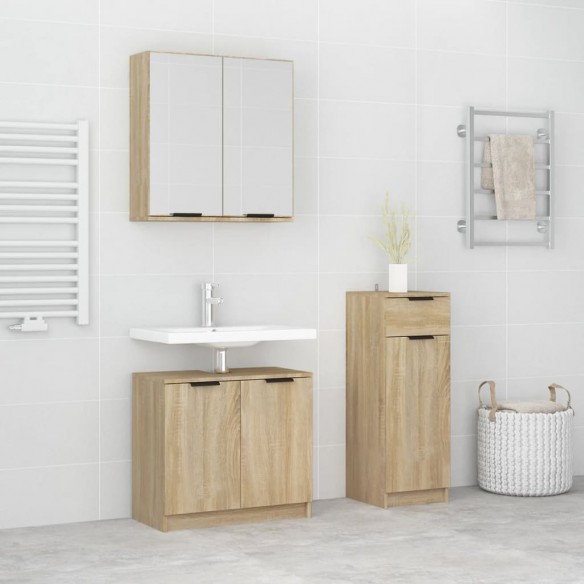 Ensemble d'armoires de salle de bain 3 pcs chêne sonoma