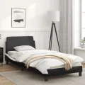 Cadre de lit avec tête de lit noir et blanc 80x200cm similicuir