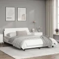 Cadre de lit avec tête de lit Blanc 140x200 cm Similicuir