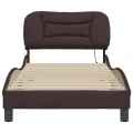 Cadre de lit avec lumières LED marron foncé 90x200 cm tissu