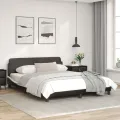 Cadre de lit et tête de lit noir et blanc 160x200 cm similicuir