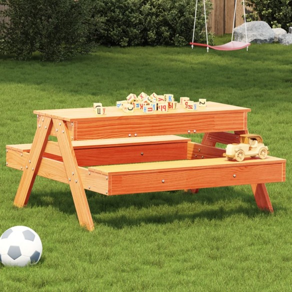 Table de pique-nique avec bac à sable pour enfants marron cire