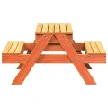 Table de pique-nique avec bac à sable pour enfants marron cire