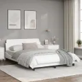 Cadre de lit avec tête de lit Blanc 120x200 cm Similicuir