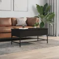 Table basse noir 100x50x45 cm bois d'ingénierie et métal