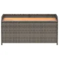 Banc de rangement gris résine tressée et bois d'acacia