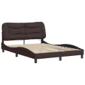 Cadre de lit avec lumières LED marron foncé 120x200 cm tissu