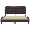 Cadre de lit avec lumières LED marron foncé 120x200 cm tissu