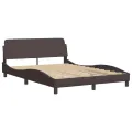 Cadre de lit avec lumières LED marron foncé 120x200 cm tissu