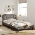Cadre de lit avec lumières LED taupe 100x200 cm tissu