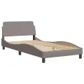 Cadre de lit avec lumières LED taupe 100x200 cm tissu