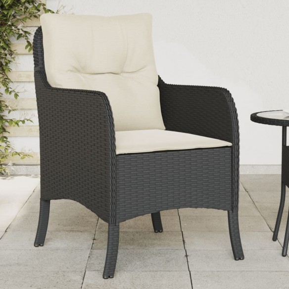 Chaises de jardin avec coussins 2 pcs noir résine tressée