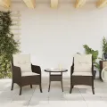 Chaises de jardin avec coussins lot de 2 marron résine tressée