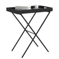 Table à plateau pliable noir 65x40x75 cm résine tressée